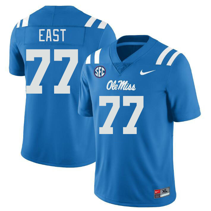 Men #77 Cam East Ole Miss Rebels College Football Jerseyes Stitched Sale-Powder Blue
